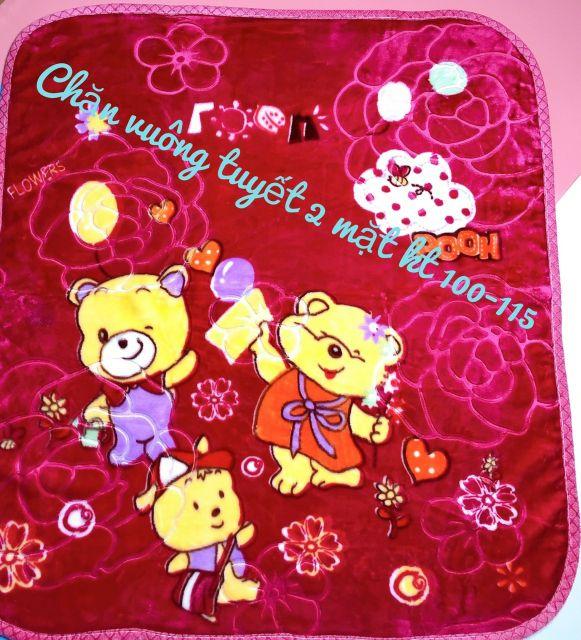 Chăn nhung vuông 2 mặt kt 100x95cm loại dày dặn đẹp, siêu bền dùng cho bé sơ sinh