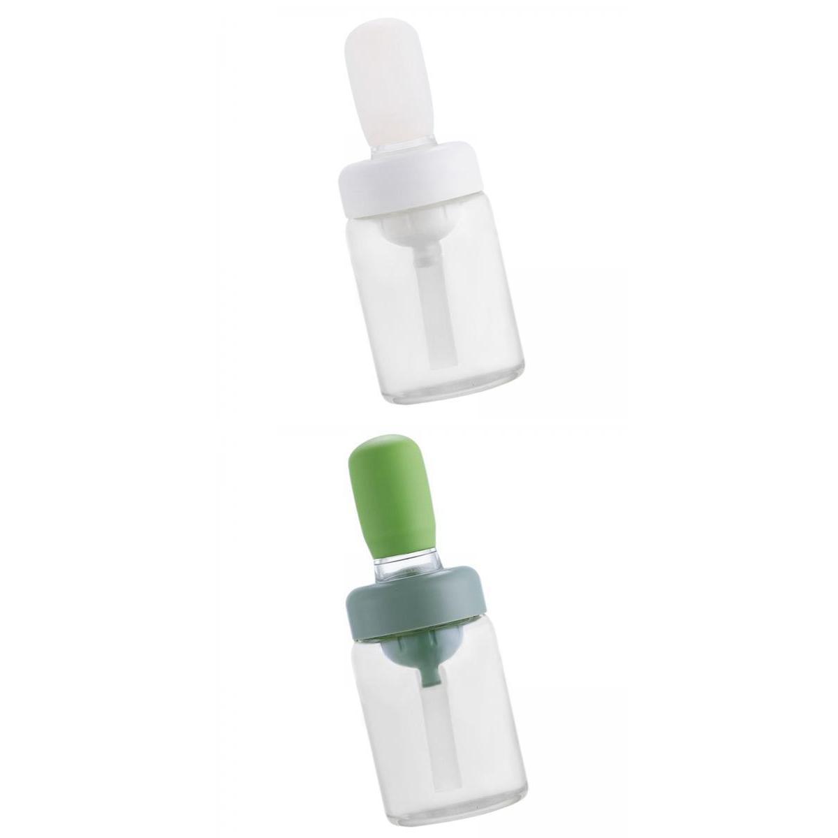 2 Pieces Oil Bottle with Silicone Brush Oil Container for Cooking Baking
