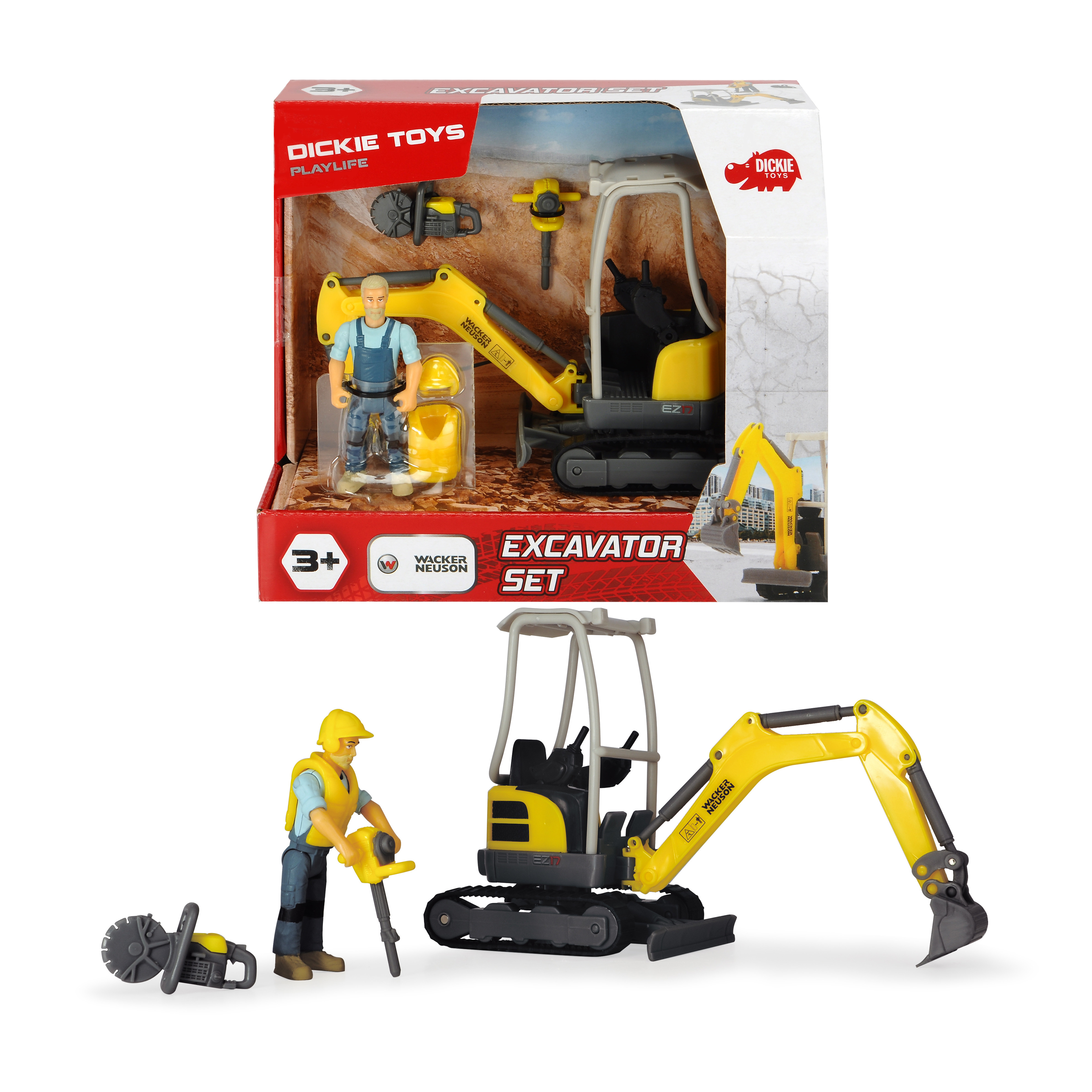 Bộ Đồ Chơi Dành Cho Bé Yêu Xe Xây Dựng DICKIE TOYS Playlife-Excavator Set 203832005 - Đồ Chơi Đức Chính Hãng