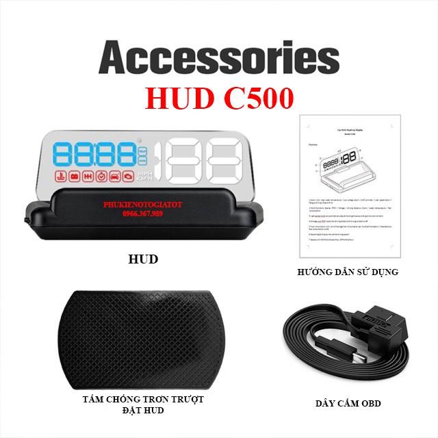 Màn hình HUD C500 hiển thị tốc độ trên kính lái