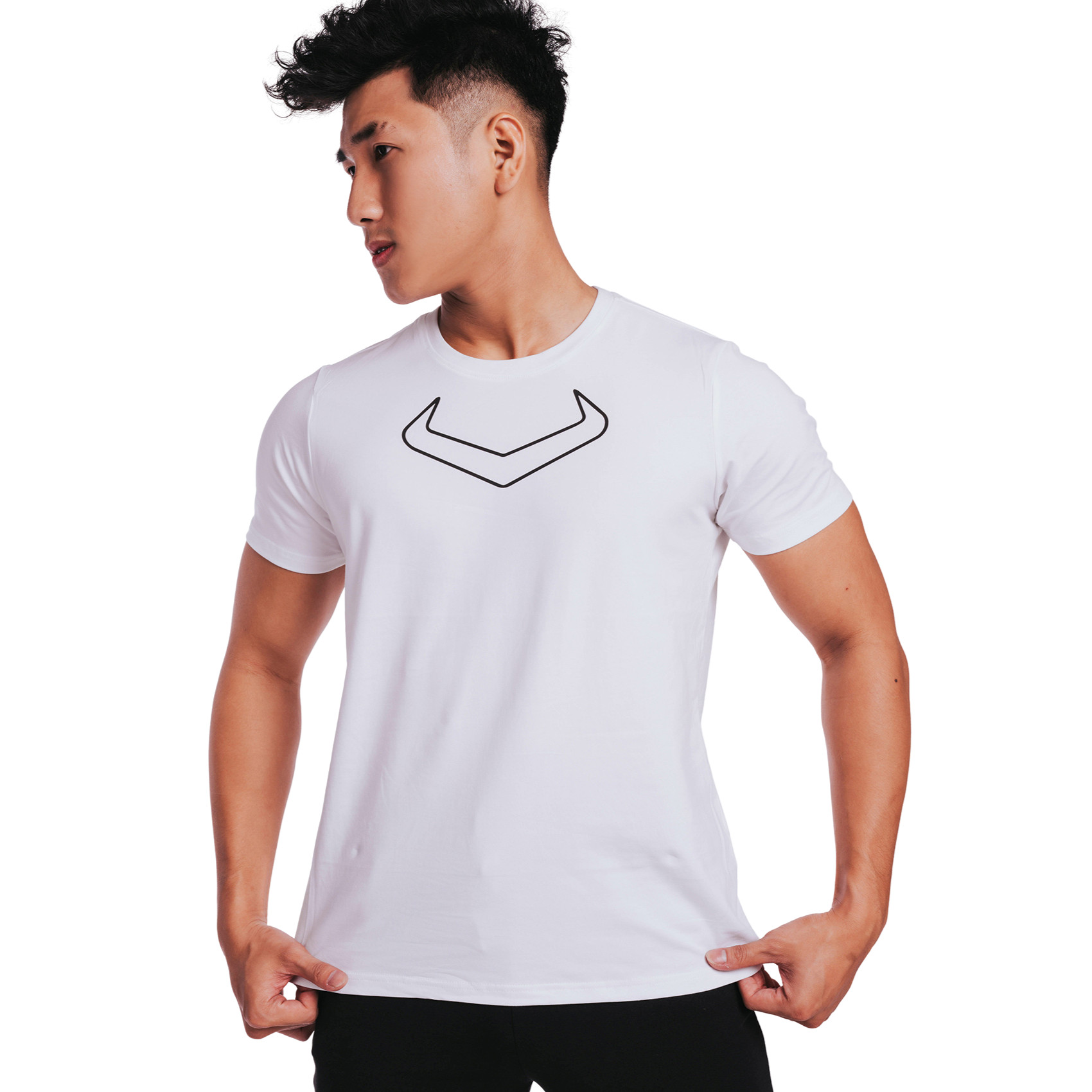 Áo Thun Thể Thao Logo Elohim Viền - Trắng