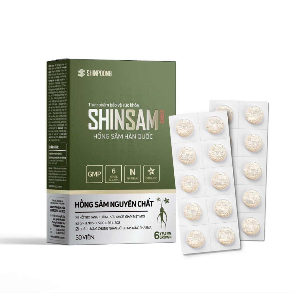 Combo 02 Hộp Viên uống Hồng Sâm 6 Năm Hàn Quốc Shinsam (Hộp 30 viên) - Hỗ Trợ Tăng Cường Sức Khoẻ, sức đề kháng,bổ sung năng lượng