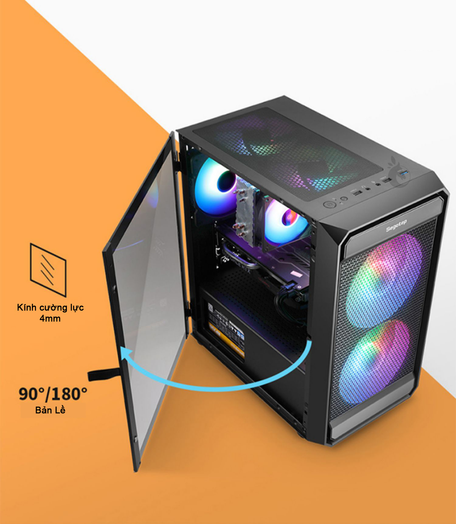 Vỏ Case Máy  Tính Segotep Artis 2F M-ATX (No FAN) Black /White /Pink -Hàng nhập khẩu