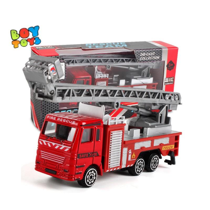 Bộ đồ chơi xe cứu hỏa có cầu thang Rescue Team hợp kim size 14cm để bé vui chơi