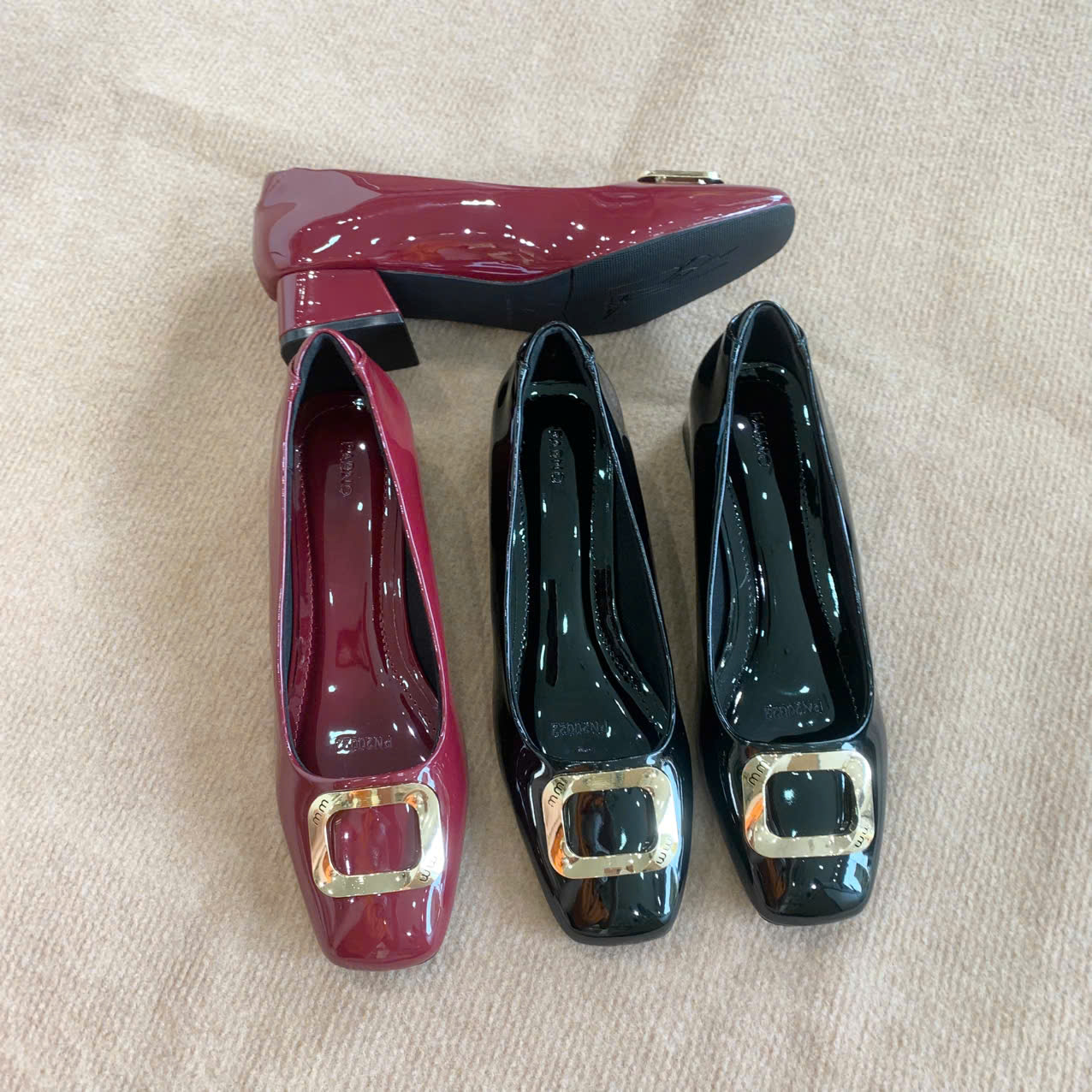 GIÀY CAO GÓT NỮ PABNO PN20022 – CAO 3CM – MŨI VUÔNG – ĐÍNH KHÓA SANG TRỌNG