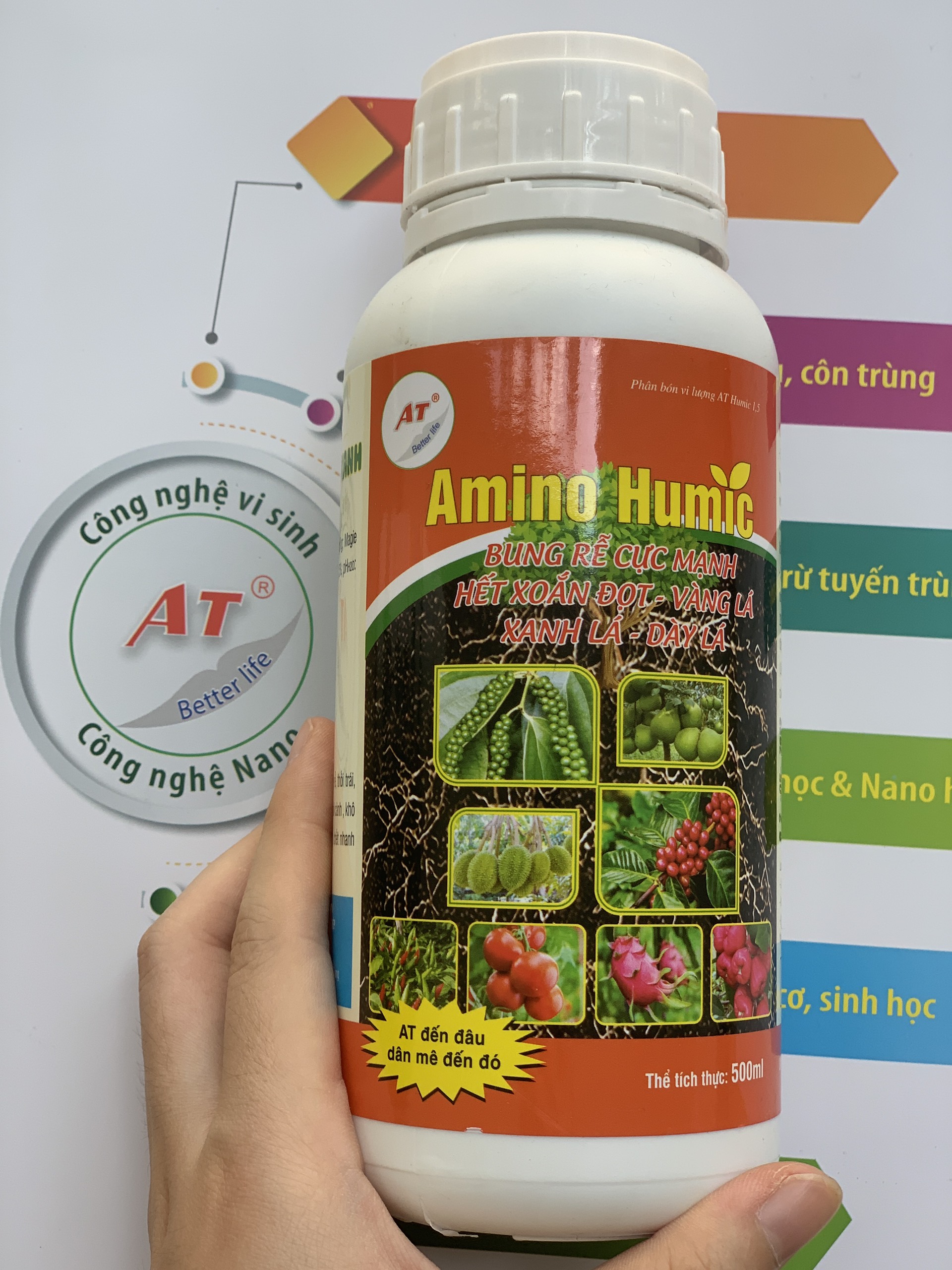 Humic AT 500ml Siêu Bung Rễ Đi Đọt Nhanh Giải Độc Hữu Cơ Cho Cây Trồng, Cải Tạo Đất Tăng Độ Tơi Xốp, Đậu Trái Cho Cây Ăn Quả