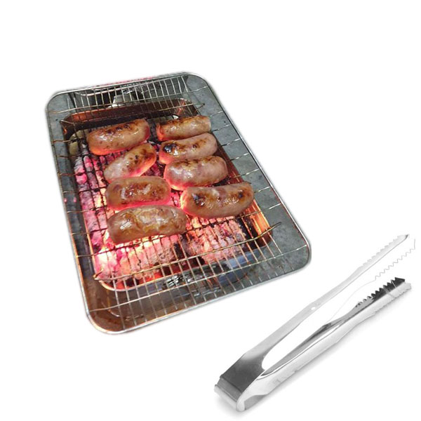 Lò Nướng Than Inox Du Lịch Size Lớn 35x26cm Kèm Gắp Inox