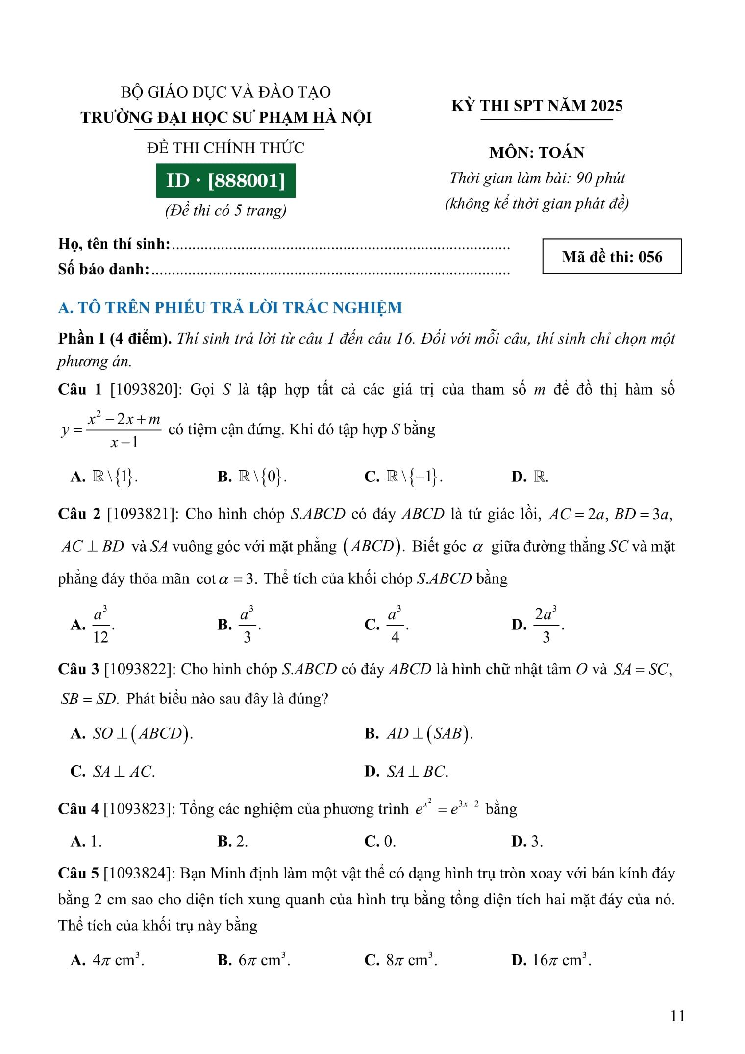 Sách - 50 Đề Luyện Thi Đánh Giá Năng Lực Theo Cấu Trúc Của Trường Đại Học Sư Phạm Hà Nội - Môn Toán