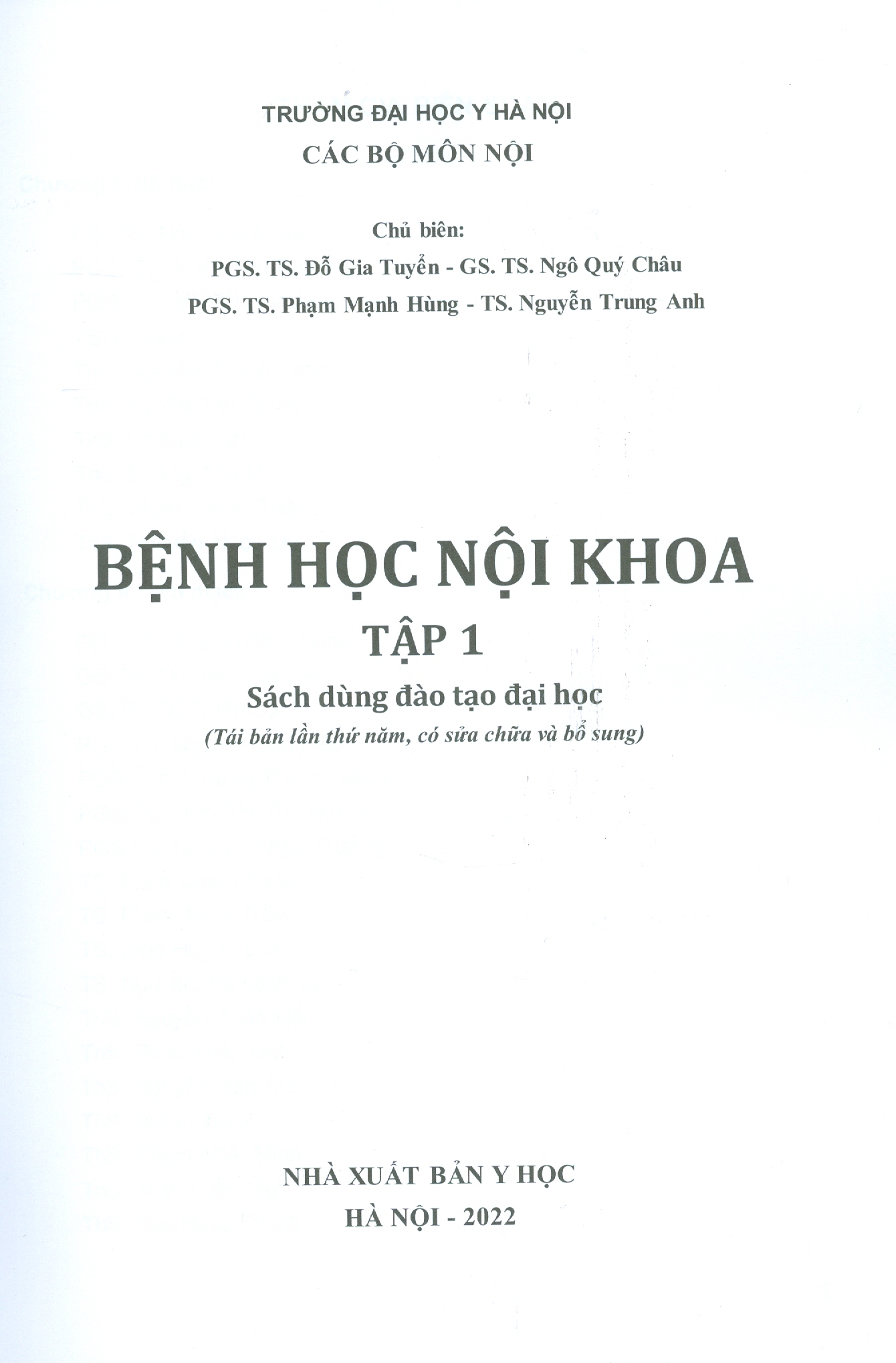 BỆNH HỌC NỘI KHOA TẬP 1 (Sách Dùng Đào Tạo Đại Học) (Tái bản có sửa chữa, bổ sung)