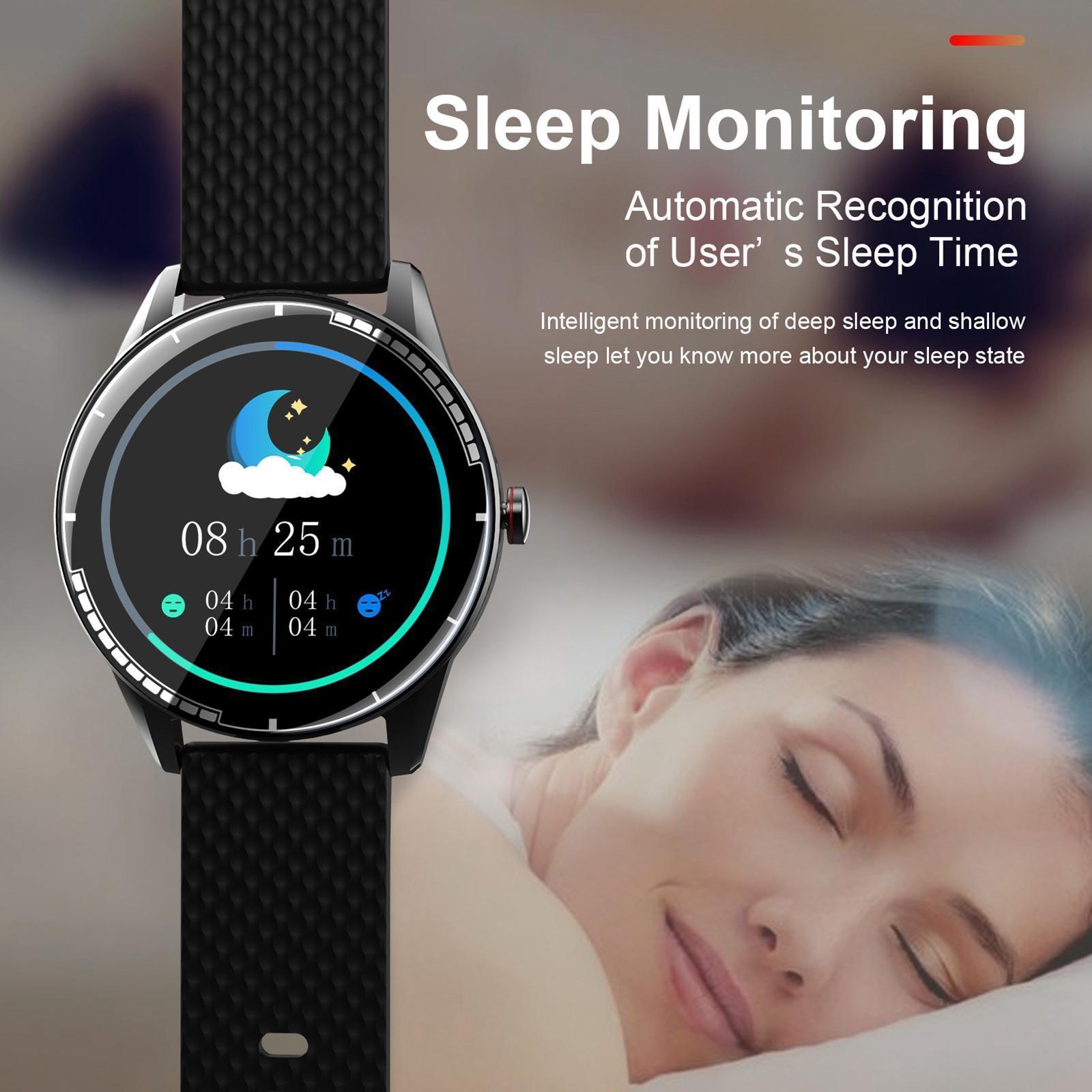 Bluetooth Smart Watch Waterproof Pedometer Sleep Monitor for Android IOS Black