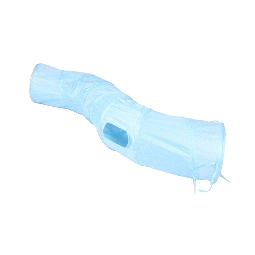 Collapsible S Shape Crinkle Cat Toy Tube for Cats Dogs Rabbit Hamster Blue