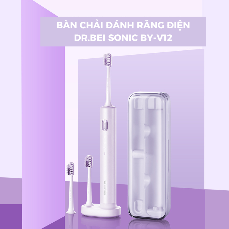 Bàn Chải Điện Dr Bei sóng sonic làm đen vàng, tím vàng  trắng răng  sạch mảng bám
