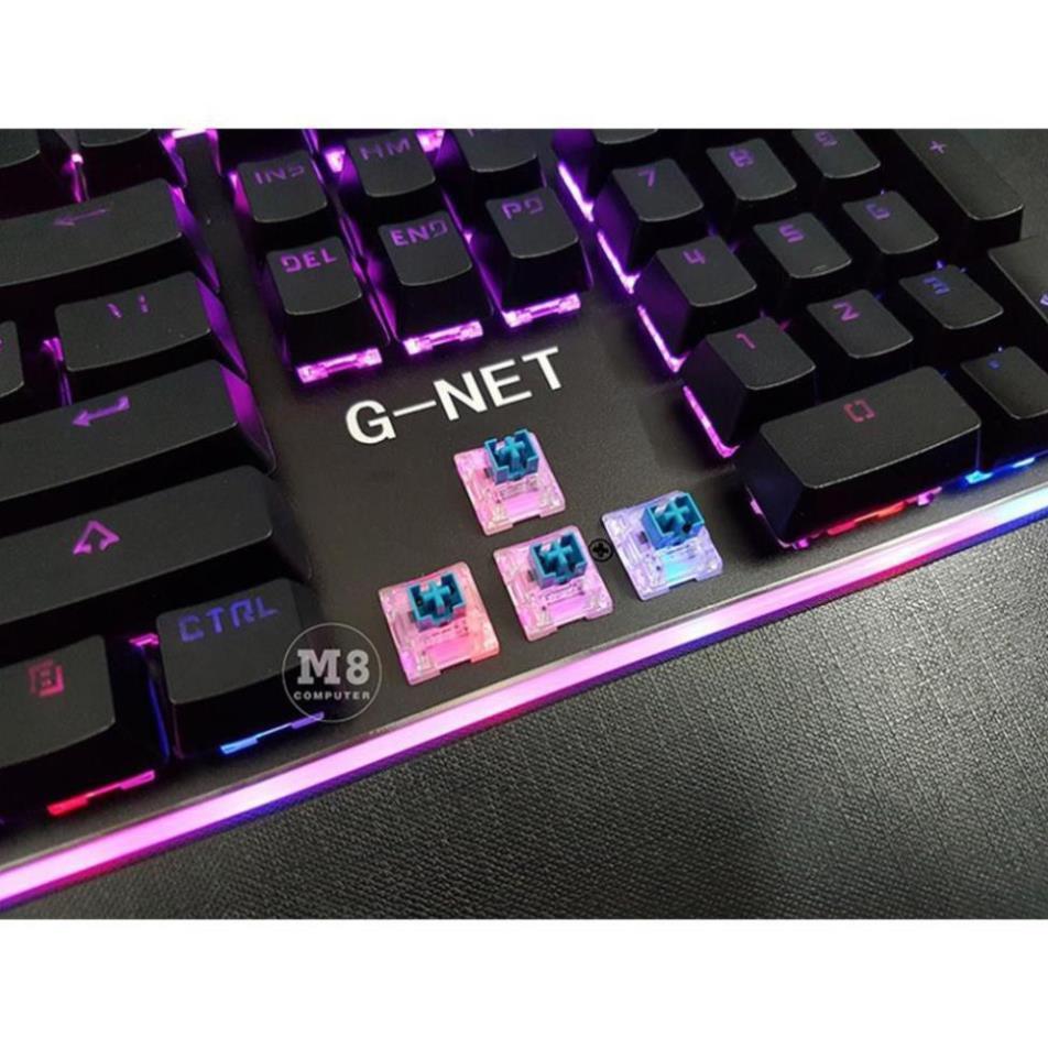 Bàn phím Gaming G-Net K68 - Led ranibow - Blue Switch - Switch quang học - Màu đen  - Hàng Chính Hãng