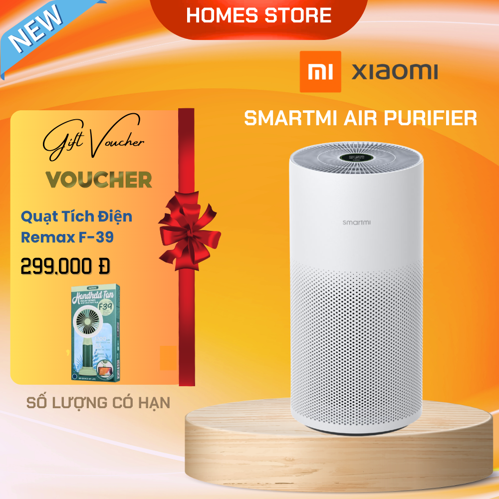 Máy Lọc Không Khí XIAOMI Smartmi Air Purifier Tiêu Chuẩn Mỹ Khử Khuẩn, Làm Sạch Không Khí, Khử Mùi Hôi, Dị Ứng, Kết Nối App Phù Hợp Diện Tích 40m2, Công Suất 40W - Hàng Chính Hãng