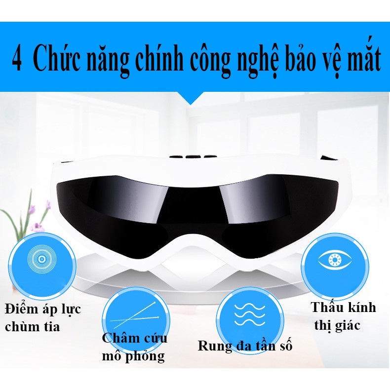 Kính massage mắt 9 chế độ rung giúp thư giãn giảm căng thẳng cải thiện giấc ngủ chống khô, mỏi, quầng thâm và bọng mắt