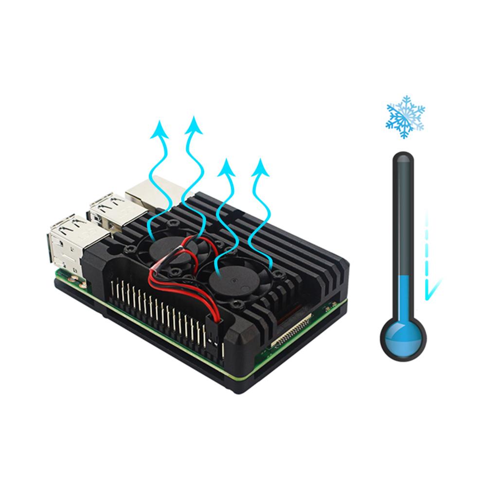 Dual Fan  Fan with Enclosure Case for  Pi 3B+/3B/2B+/2B