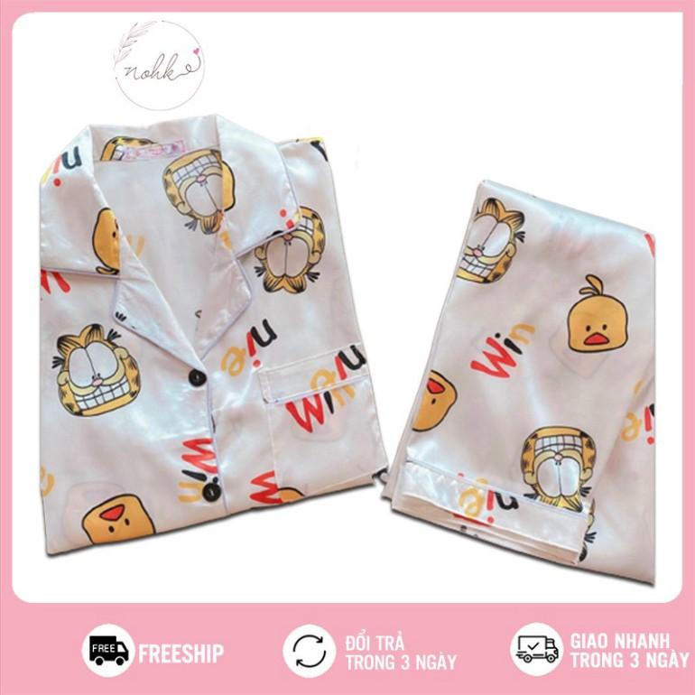 Bộ ngủ Pijama lụa Quảng Châu cộc tay cao cấp NOHK mã 02