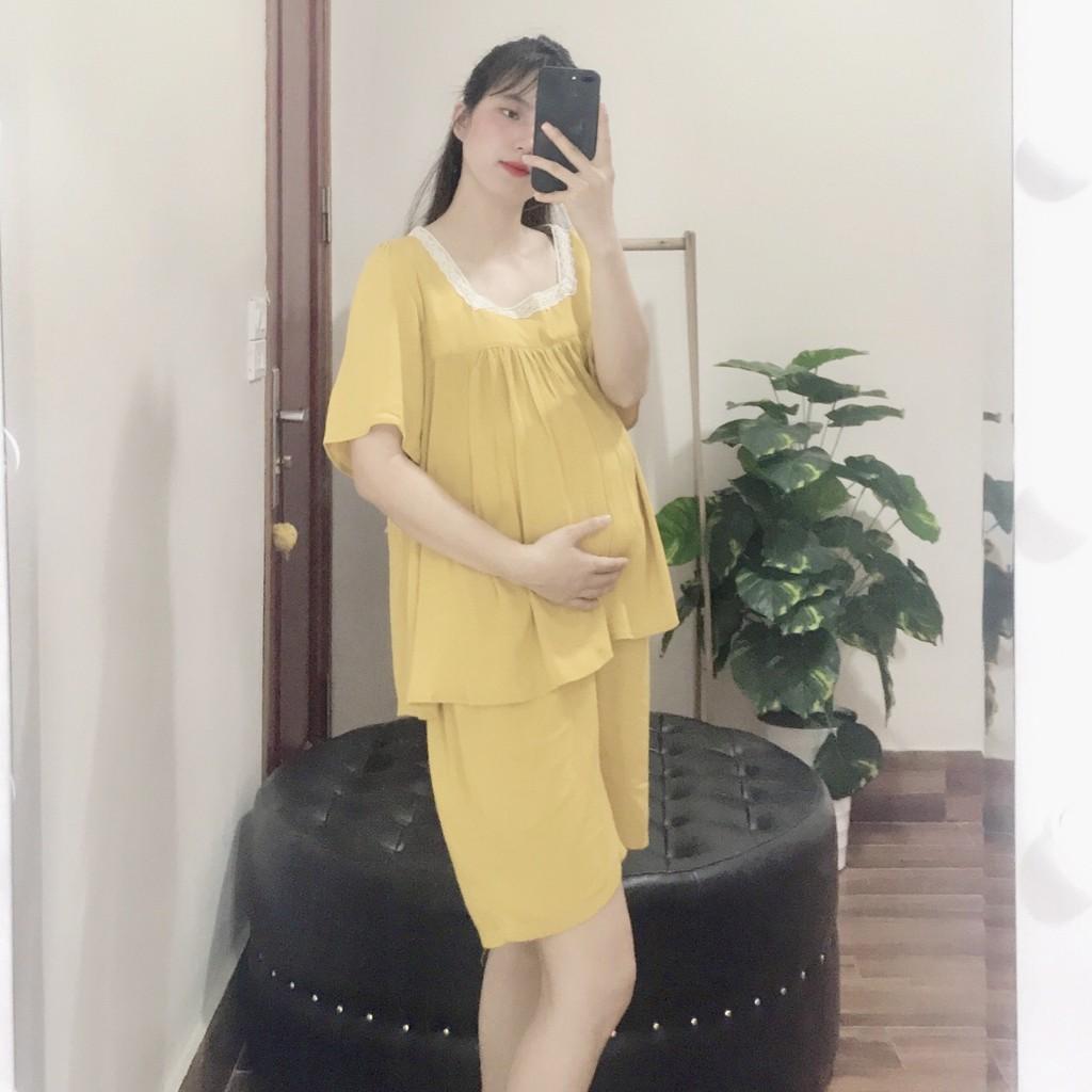 Đồ bộ bầu sau sinh mặc nhà mùa hè Anna thiết kế dáng lửng cộc tay V100