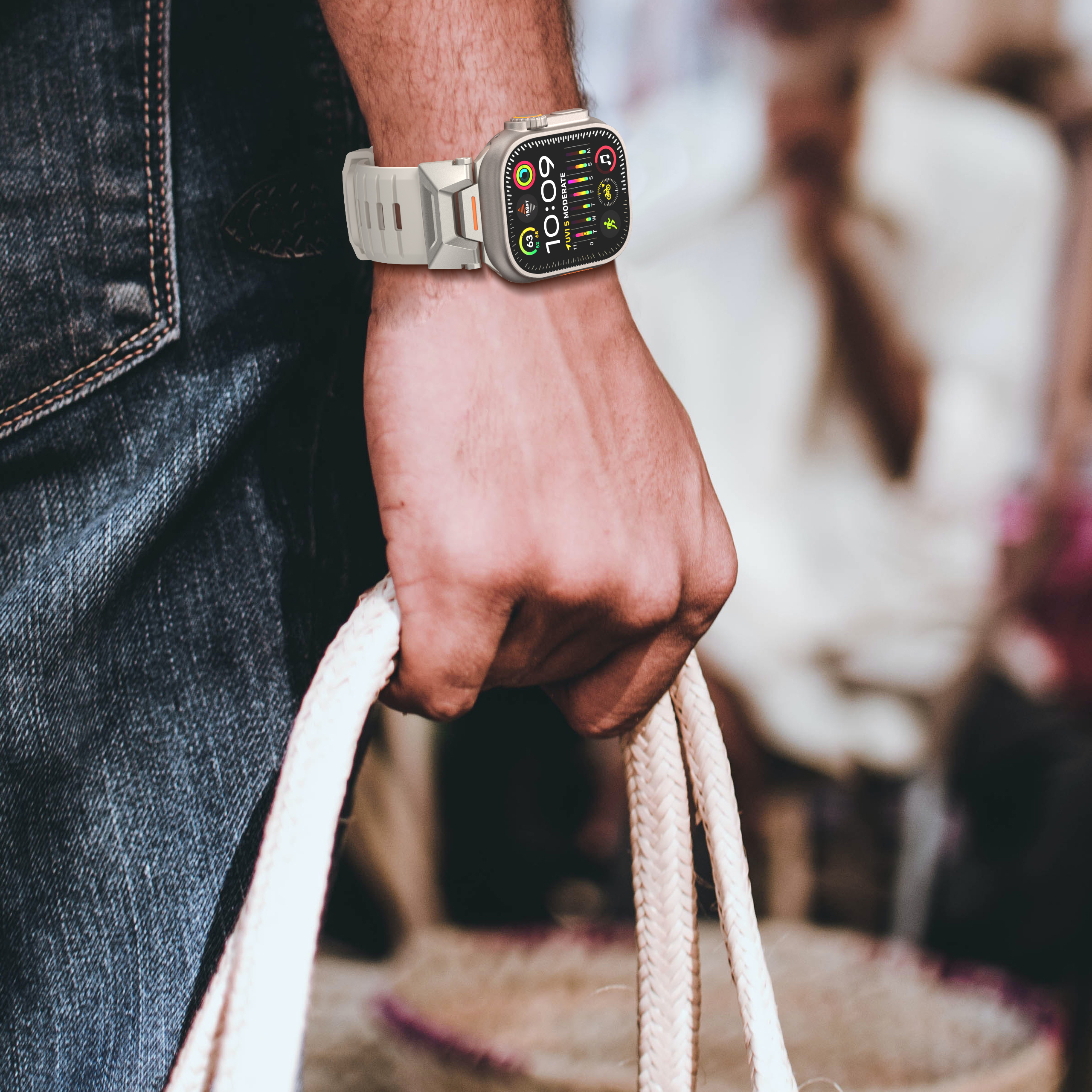 Dây Cao Su Fluororubber cho Apple Watch Ultra 1/2 &amp; Apple Watch Series 1/2/3/4/5/6/7/8/9/SE1,2 Size 42/44/45/49mm - Hàng Nhập Khẩu