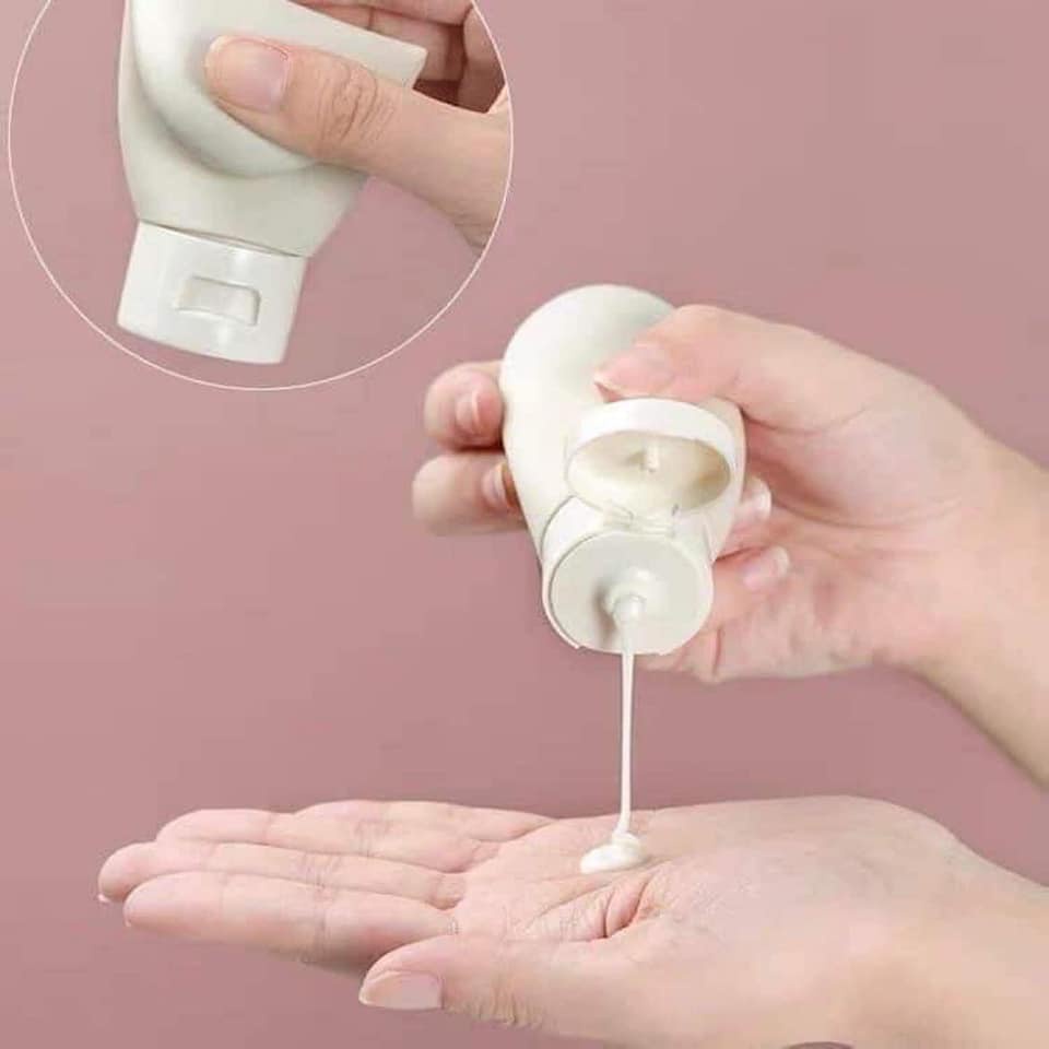 Chai chiết mỹ phẩm Lọ chiết dầu gội, sữa tắm nhựa dẻo 60ml - chai chiết nắp nhấn du lịch tiện dụng