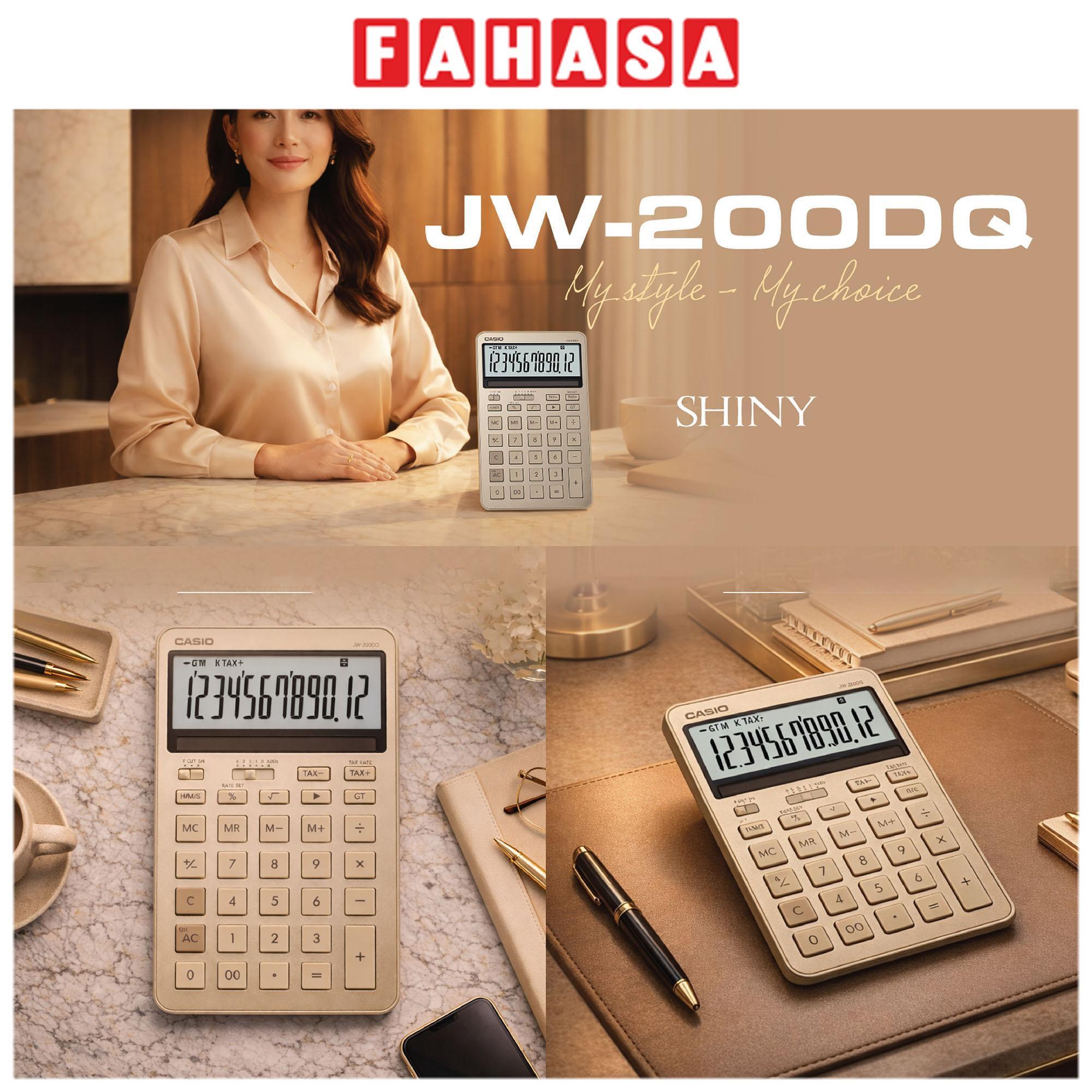 Máy Tính Văn Phòng Casio JW-200DQ-GD-W-DP - Màu Vàng Gold