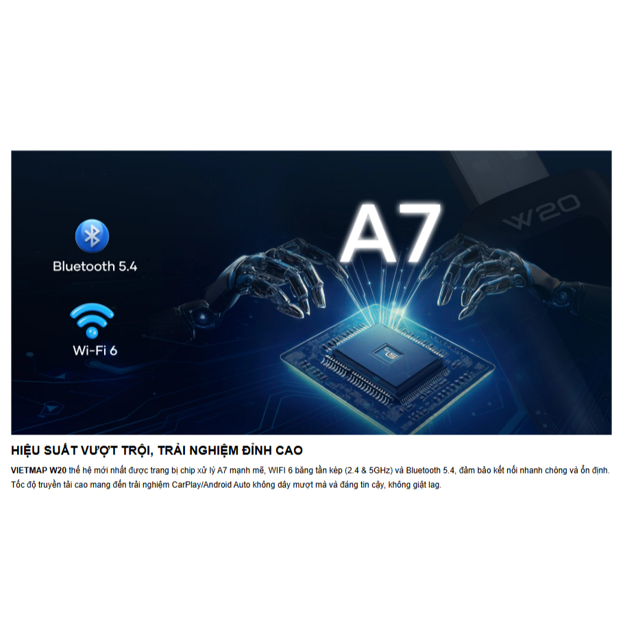 VIETMAP W20 THIẾT BỊ CHUYỂN ĐỔI CARPLAY/ ANDROID AUTO KHÔNG DÂY - HÀNG CHÍNH HÃNG