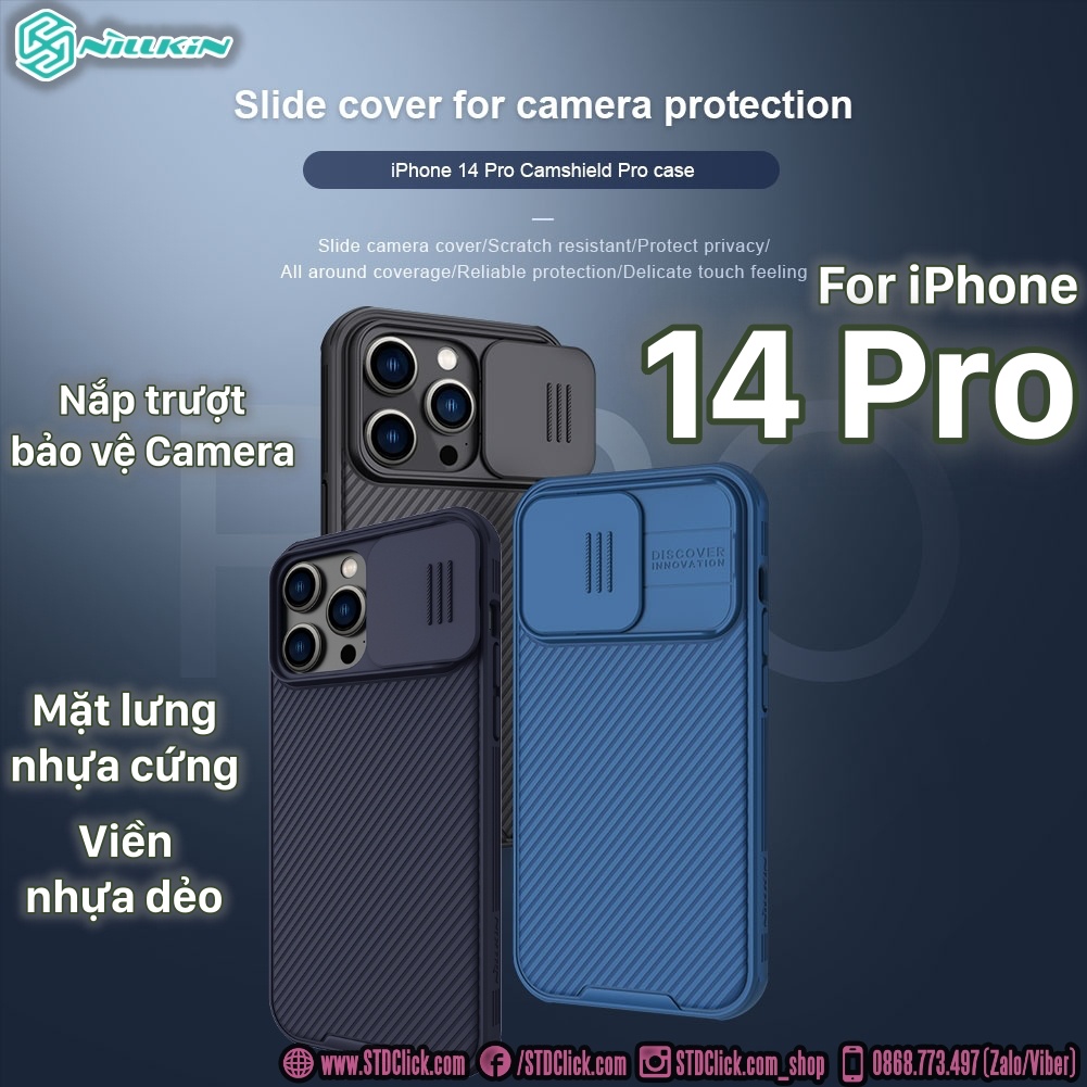 ỐP LƯNG DÀNH CHO ĐIỆN THOẠI IPHONE 14 PRO NILLKIN CAMSHIELD PRO NILLKIN