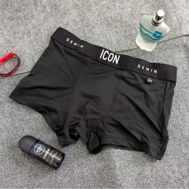 COMBO HỘP 4 Quần Lót Nam Boxer Thun Lạnh ICON Demin, Quần Sịp Đùi nam boxer thun lạnh co dãn 4 chiều cao cấp loại 1 (che tên) MINHSTORE