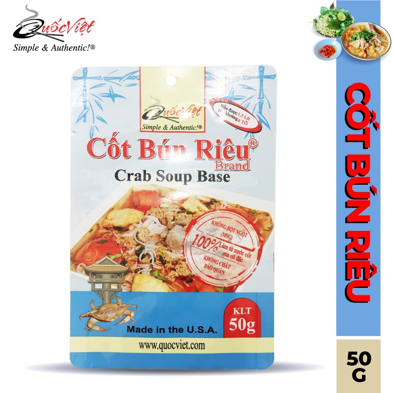 GIA VỊ NẤU Bún riêu Quốc Việt Foods 50g-Gia vị hoàn chỉnh nhập khẩu