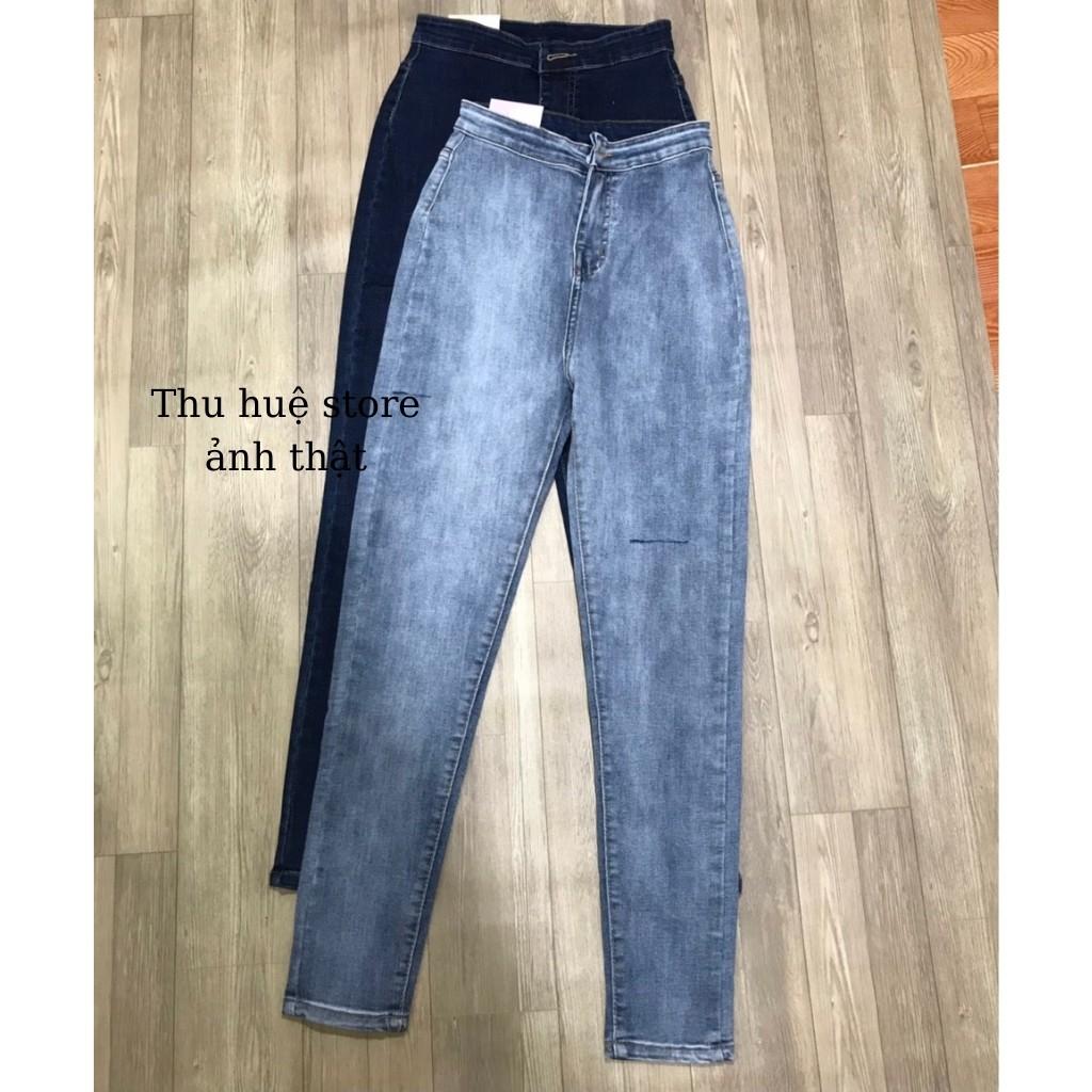Quần Jean Nữ Lưng Cao Rách Kiểu Chất Jean Co Giãn Chuẩn Xịn