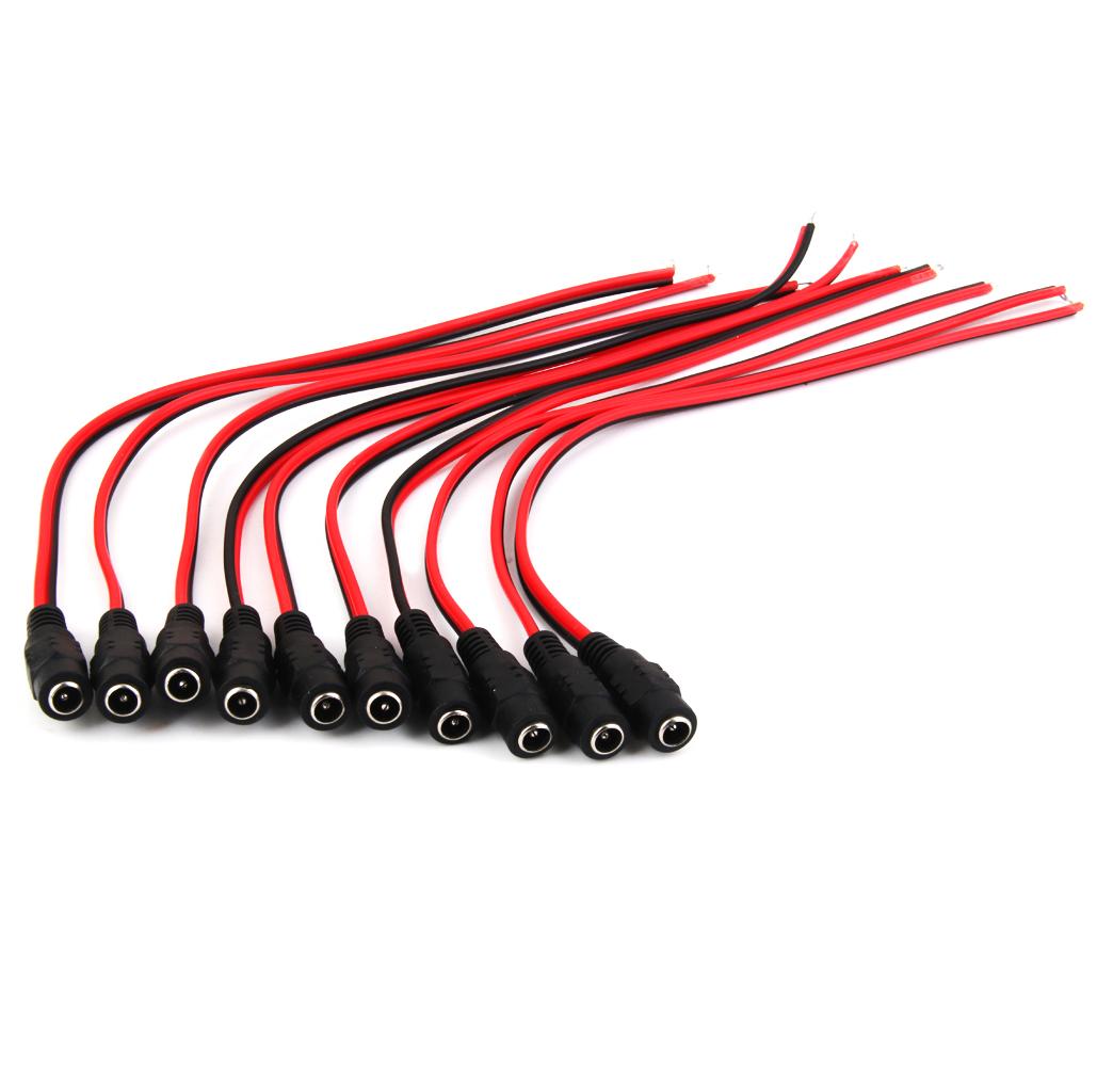 8X 10x12V DC Power Female 5.5*2.1mm Cables Plug Wire for Security