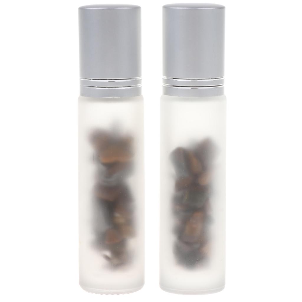 2X 10ml Empty Frosted Glass Perfume Roller Ball Bottles