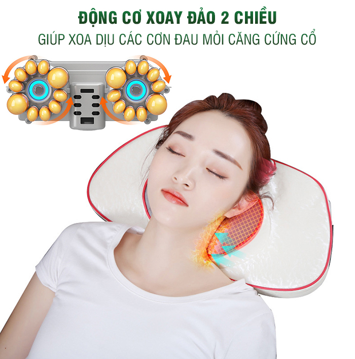 Máy massage cổ vai gáy YIJIA YJ-303 - Hỗ trợ trị đau nhức mỏi cổ với công nghệ mát xa xoay dây ấn, nhiệt hồng hồng ngoại và túi khí nâng cổ