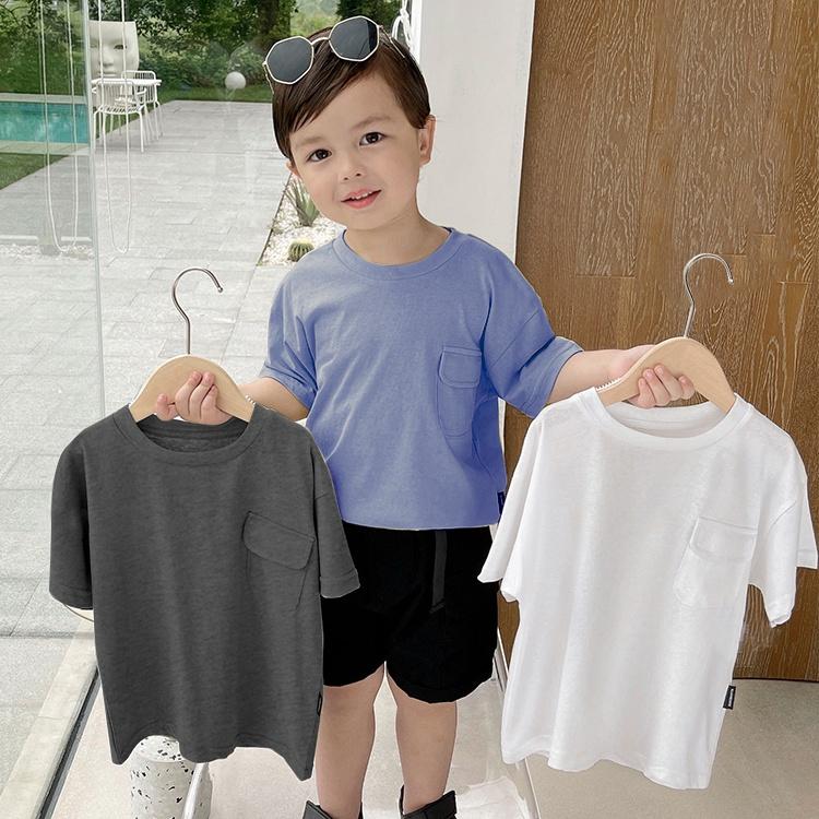 Áo thun bé trai bé gái ngắn tay cổ tròn cotton trơn co mềm mại thoáng mát Magickids Quần áo trẻ em đi học đi chơi