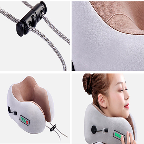 Gối ngủ massage pin sạc hình chữ U tạo nhiệt trị đau mỏi cổ YJ818 - Dòng cao cấp - Nhiều màu, giao ngẫu nhiên