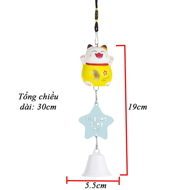 Chuông gió mèo thần tài nhiều màu sắc