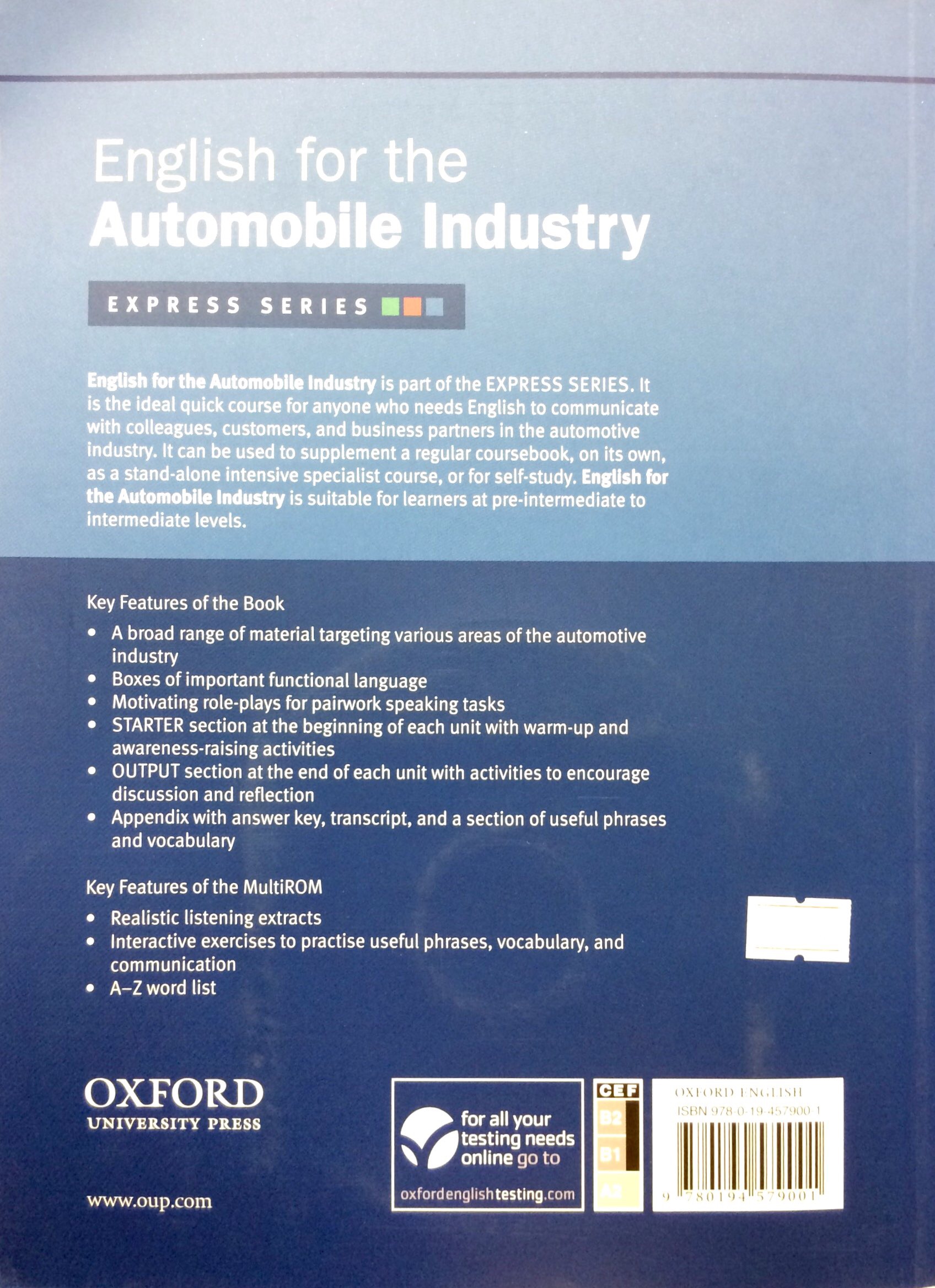 Express Industries English for the Automobile Industry Student’s Book and MultiROM