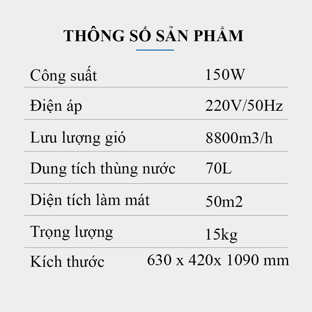 Quạt Điều Hòa Hơi Nước HA9800 , Dung Tích 80L, Máy Làm Mát Không Khí  Bằng Hơi Nước, Có Thể Dễ Dàng Di Chuyển , Tiết Kiệm Điện Năng.