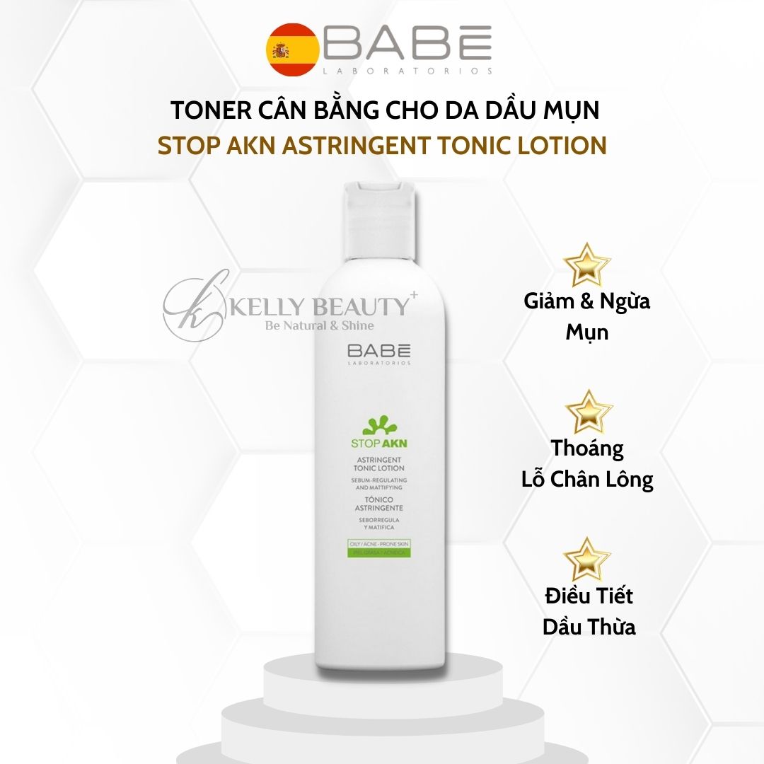 Toner Cho Da Dầu Mụn BABE STOP AKN Astringent Tonic Lotion - Làm Sạch Sâu; Gom Cồi, Ngừa Tái Phát Mụn - Kelly Beauty