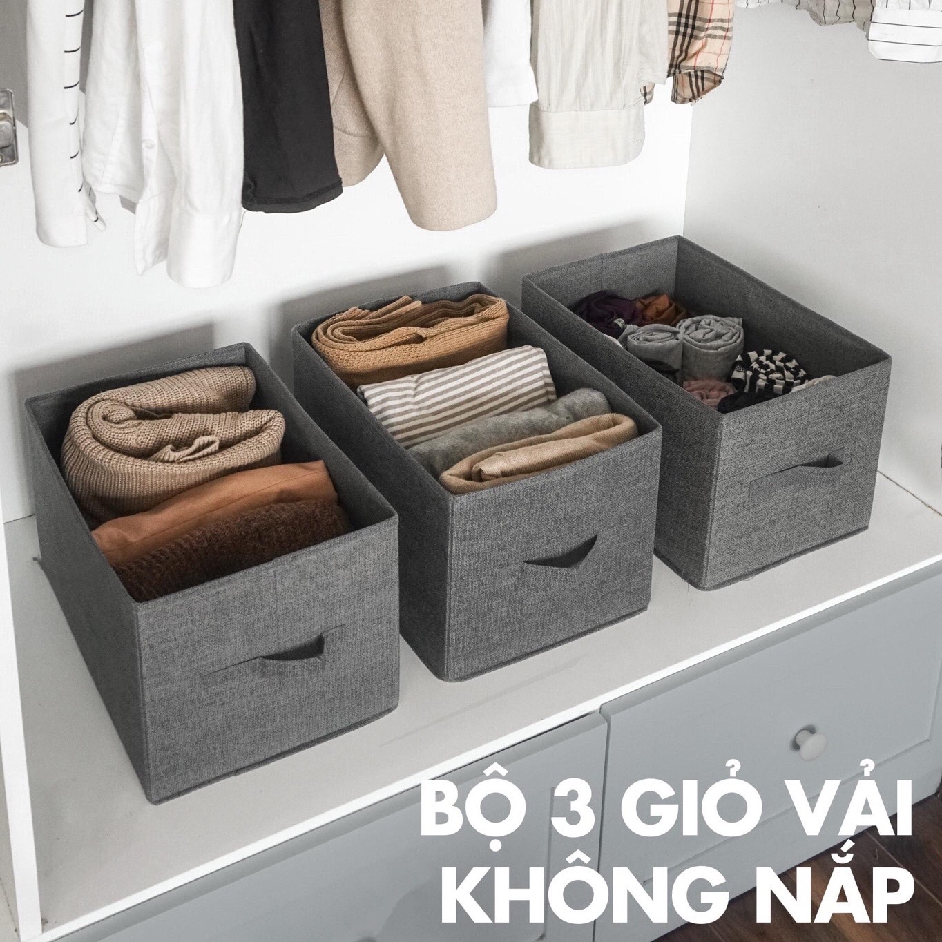 Combo 3 hộp vải đựng đồ đa năng TD2 – Bộ 3 túi vải Thụy Điển không nắp tiết kiệm sang trọng dung tích 24L mỗi hộp - chính hãng