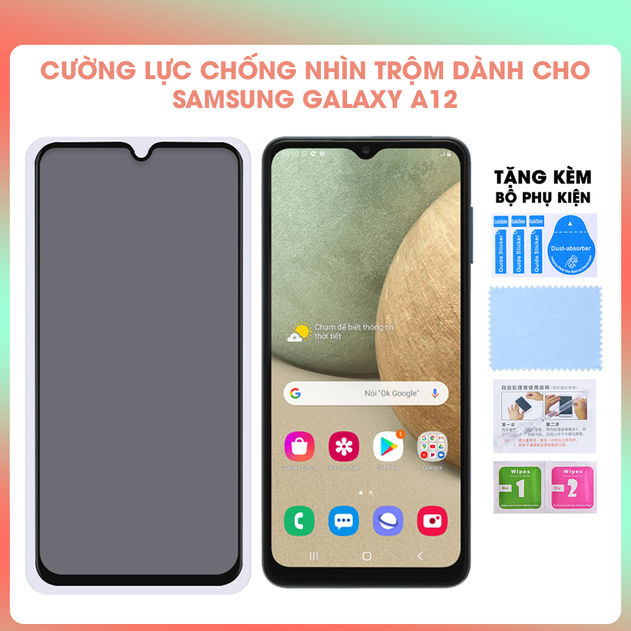 [Miếng dán màn hình] Kính Cường Lực Màn Hình Chống Nhìn Trộm dành cho Samsung Galaxy A12- Hàng Chính Hãng