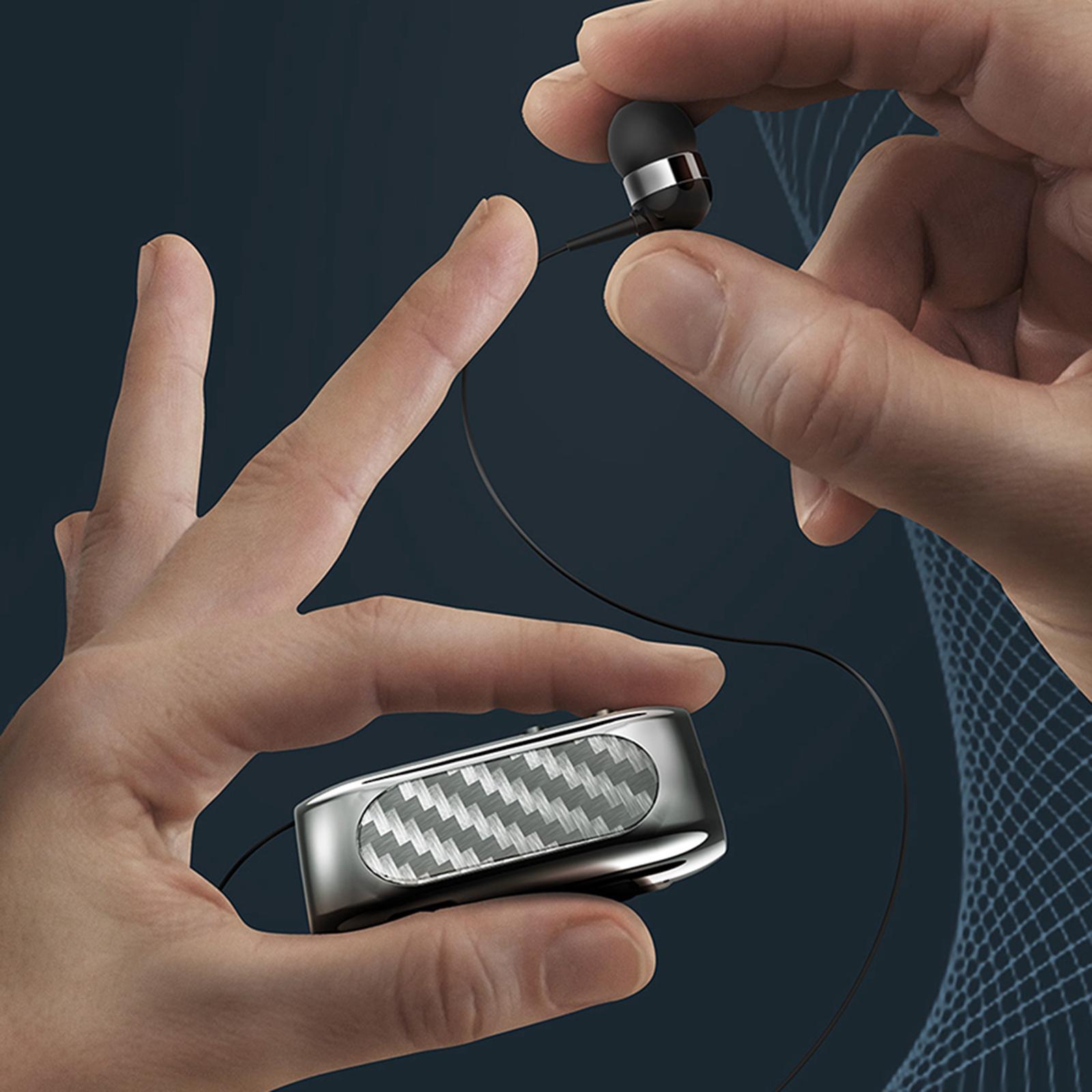 Retractable Bluetooth 5.2 Lavalier Earphone Stereo Clip on Headphones for Office