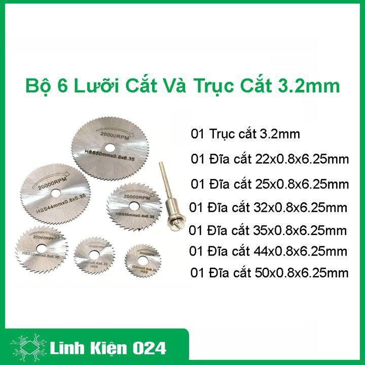 Bộ 06 Lưỡi Cắt và 01 Trục Cắt 3.2mm