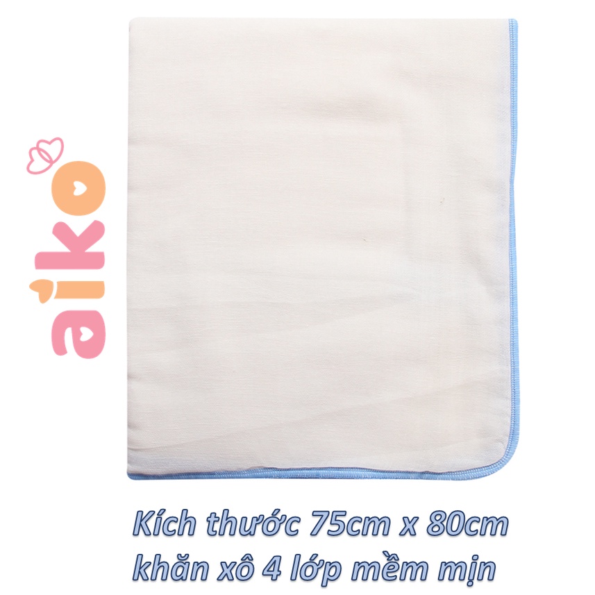 Khăn Tắm Aiko Xô Xuất Nhật Trơn 4 Lớp - Kích Thước 75 cm x 80 cm