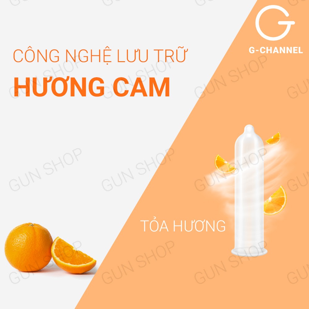 [Hộp 4 cái] Bao cao su Nakanishi - Siêu mỏng 0.03mm - Hương cam kèm 1 chiếc BCS Gun Super Thin