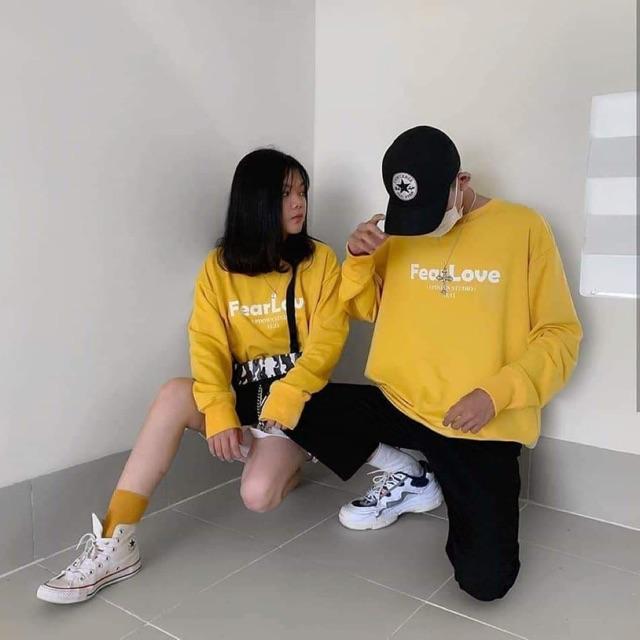 Áo Sweater Nỉ Ngoại Chui Đầu Fear Love Thu Đông (Tặng Kèm Nón Lá Mầm