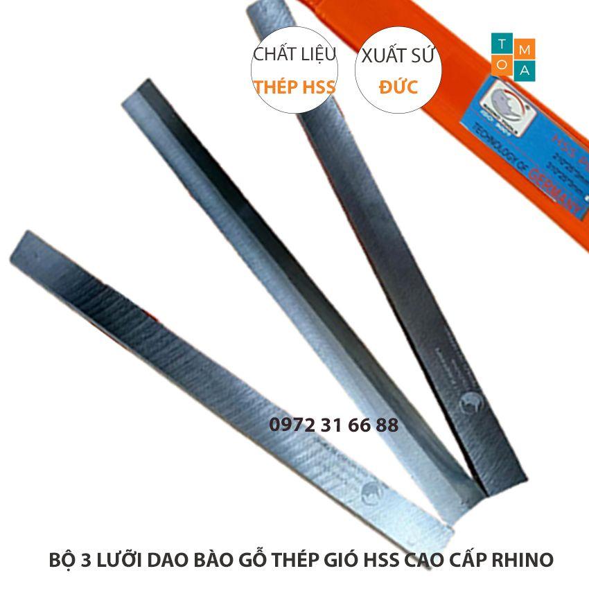 BỘ 3 LƯỠI DAO BÀO GỖ THÉP HSS CAO CẤP RHINO 510x30x3MM CỦA ĐỨC