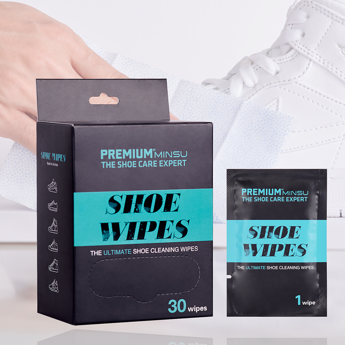 Khăn Lau Giày Khẩn Cấp Shoe Wipes MINSU M2855 Nhỏ Gọn, Tiện Lợi Chuyên Dùng Vệ Sinh Cho Giày Thể Thao Sneaker, Da Lộn