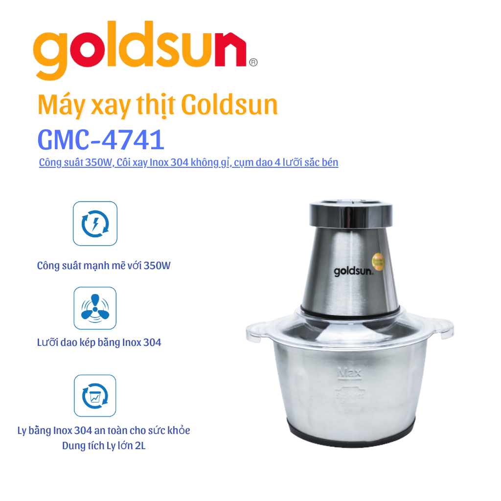 Máy xay thịt Goldsun GMC4741 2lít Hàng chính hãng Bảo hành 12 tháng