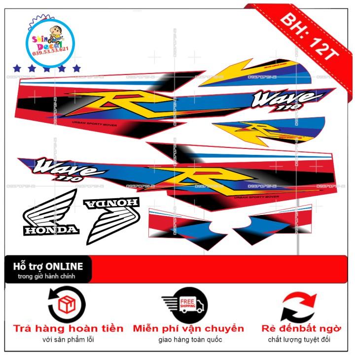 Tem xe wave nhỏ đời đầu R dán xe đỏ